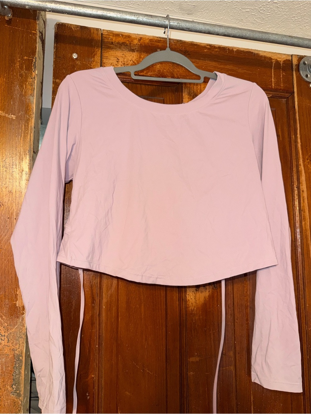 HALARA Light Pink Long Sleeve Crop Top with Side Ties
